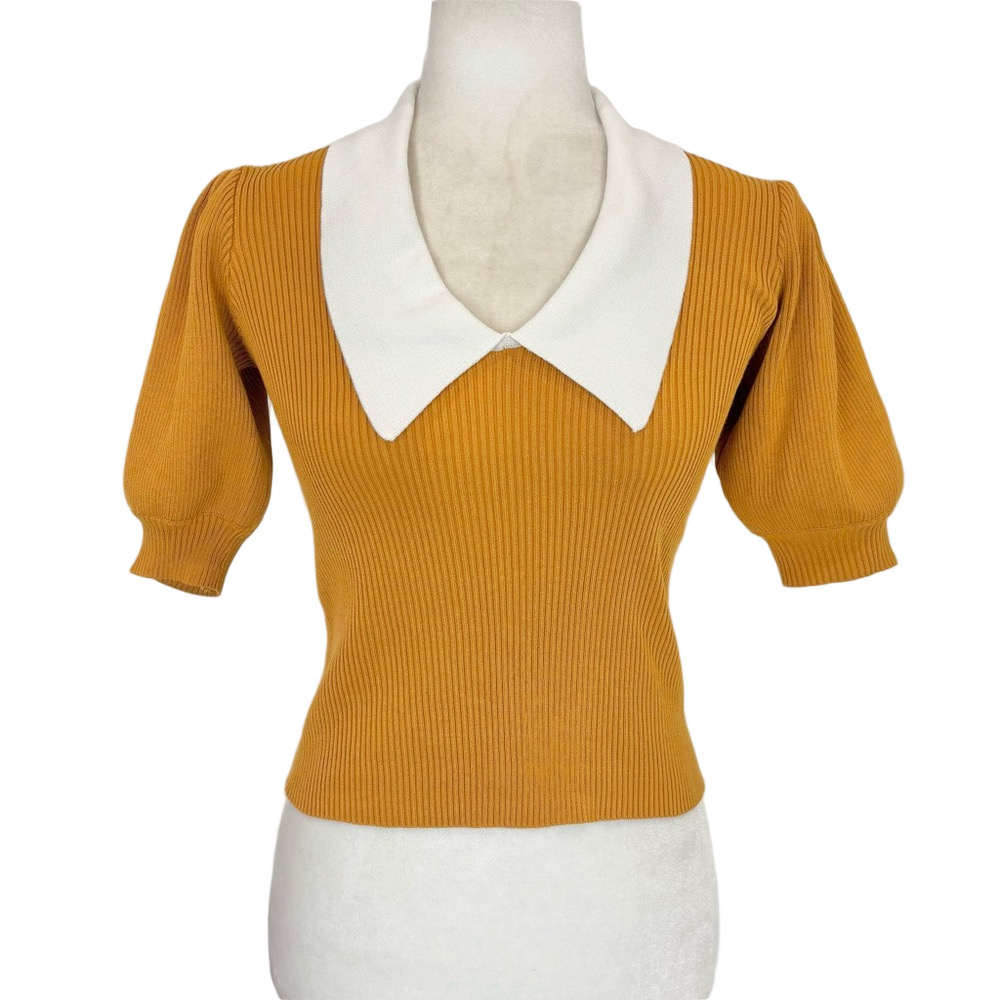 Knit Mix caramel ribbed knit sweater